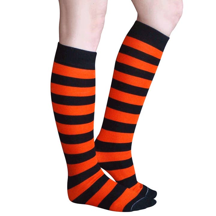 Black/Orange Striped Socks for wholesale by Chrissy's Socks