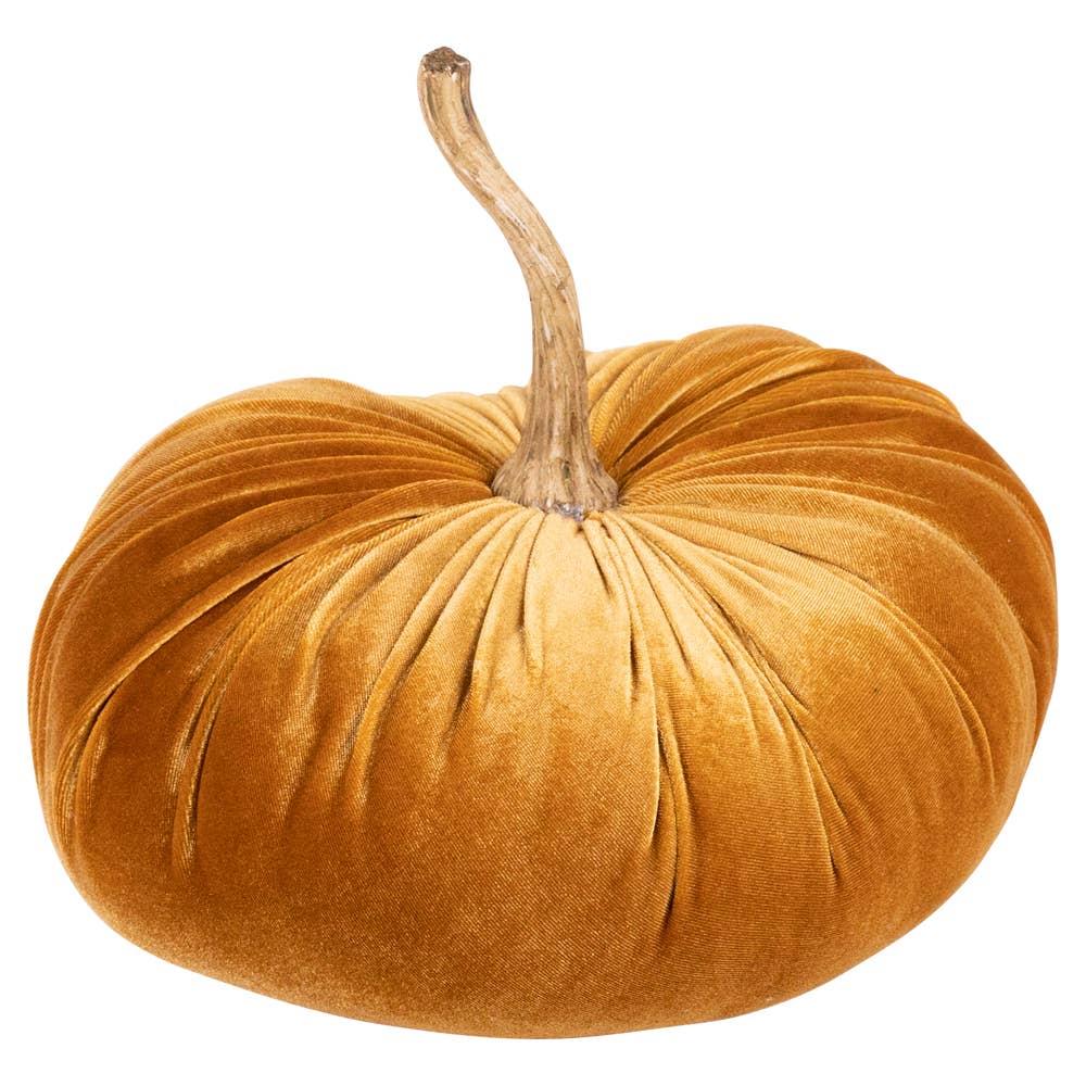 Mars & More - Brand of B Living – wholesale Dekorativt bordsobjekt – Dekorativ pumpa i orange sammet, 28 cm1