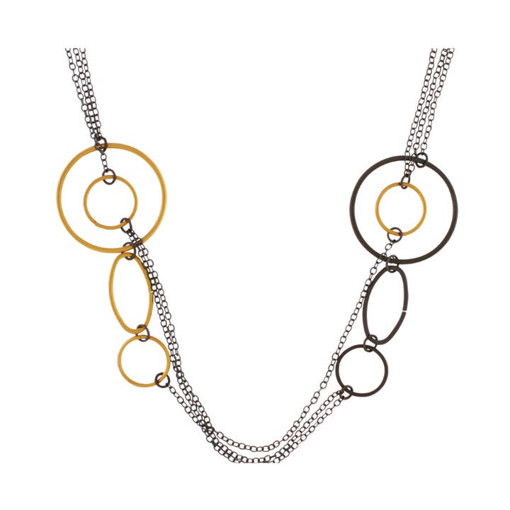 Tempeste IN:STORE Colar Longo de Corrente Dupla 2 Tons com Revestimento de Hematita por atacado de Dansk Copenhagen