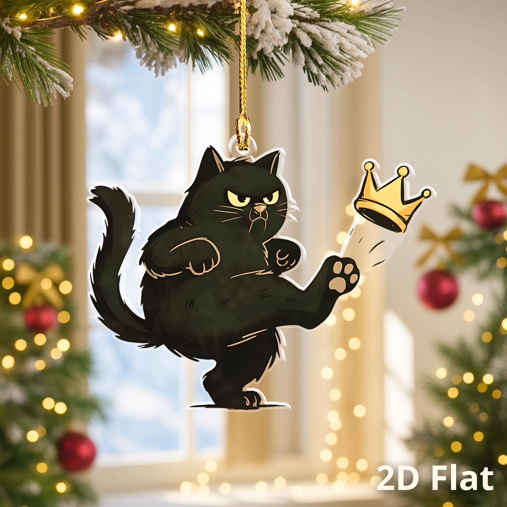 Embrova - Wholesale Ornament - No Kings Black Cat Acrylic  Ornament, Political Ornament1