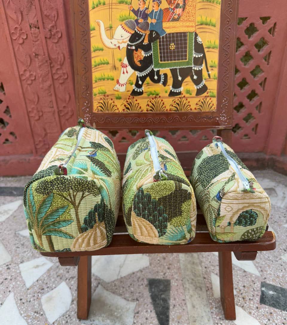 GYPSY STUDIO - Wholesale Makeup/Cosmetic Bag - Unique Design Block Printed Quilted Cotton Bag Cosmetic Bag