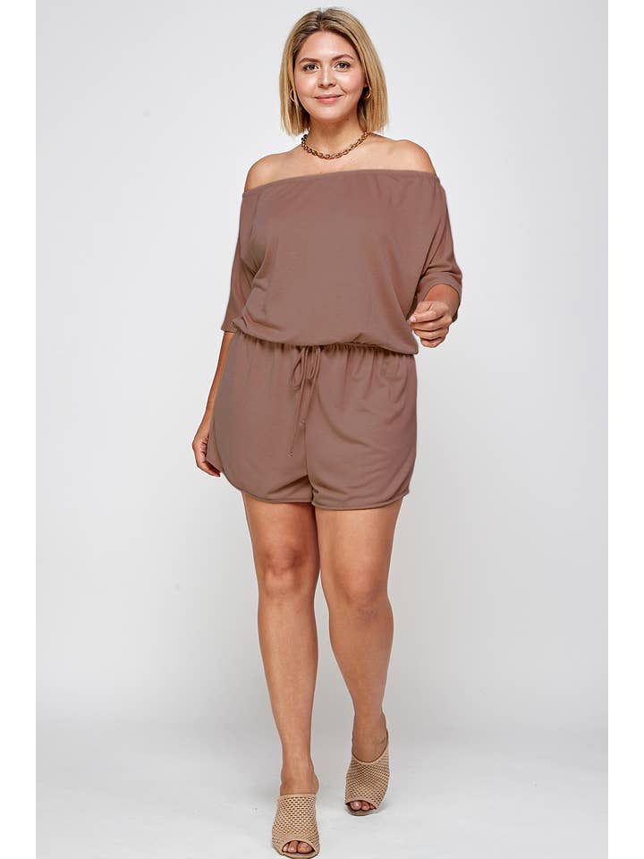 Haute Fox Plus Size & Contemporary - Wholesale Romper - Women's - Plus Size Off Shoulder Relaxed Romper - WG17094-2RP