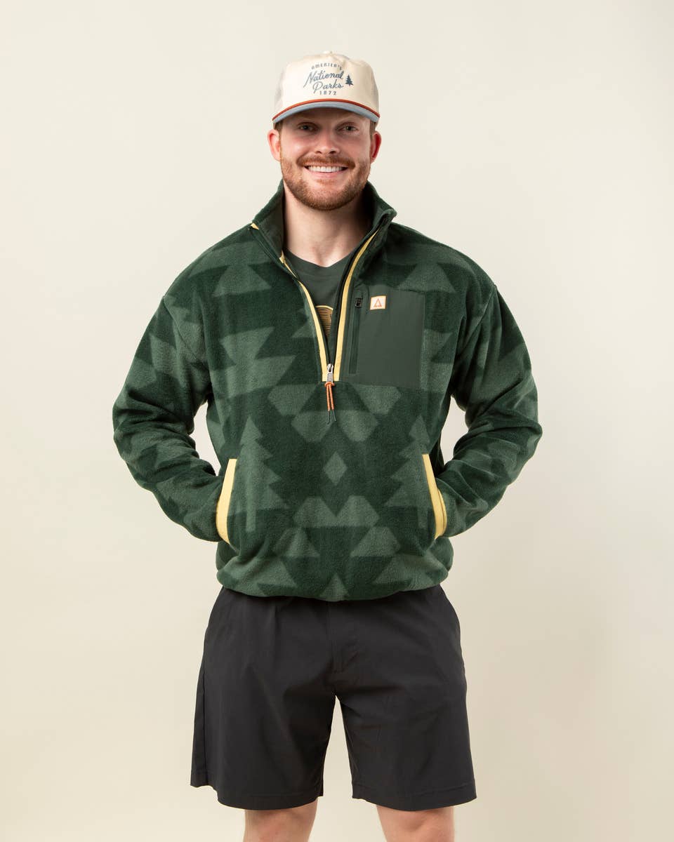 Blå Gran Ponderosa Pine Unisex Half Zip Fleece for engroshandel på Faire1