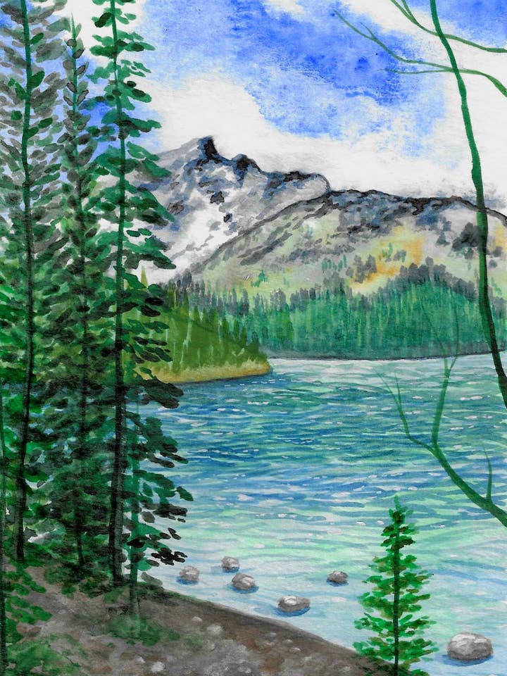 Parc National A5 - Impression d'Art Grand Teton Jenny Lake pour la vente par Fawn Brown Art