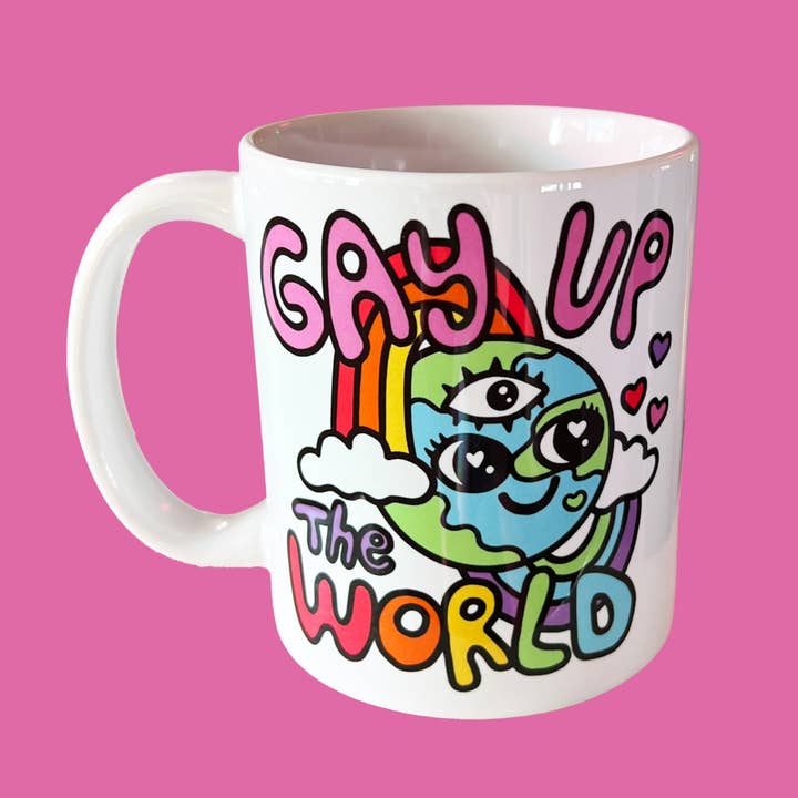 Mug - Gay Up the World for wholesale by Wokeface