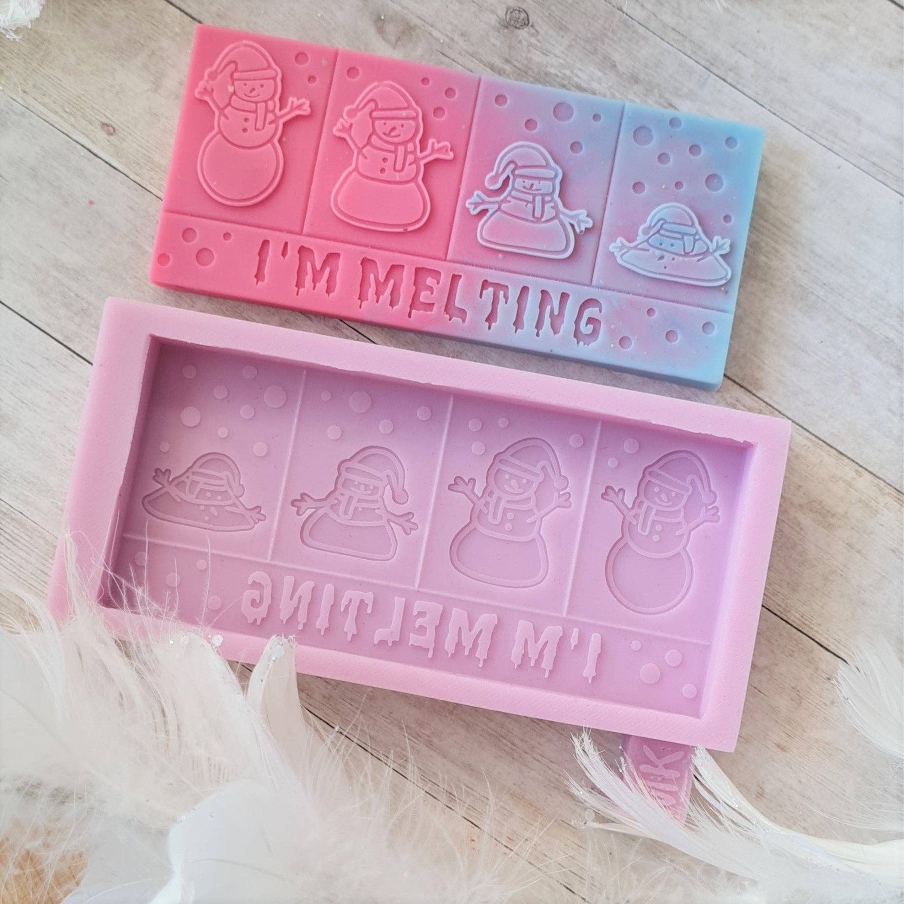 The Mould King - Wholesale Craft Supplies - I'm Melting Christmas Snowman Wax Melt Snap Bar Mould4