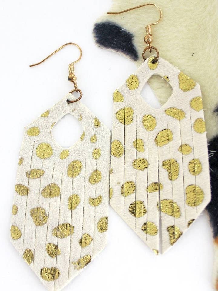Gold Leopard Shredded Earrings for wholesale by Wild Feathers