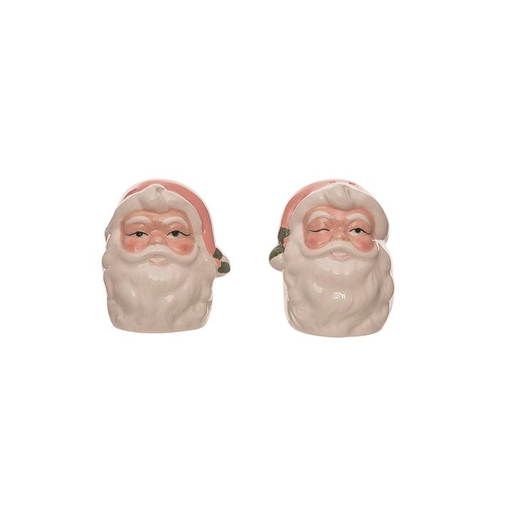 Transpac - Wholesale Salt & Pepper Shaker Set - SALE Dol Pink Vintage Santa S/P S/2