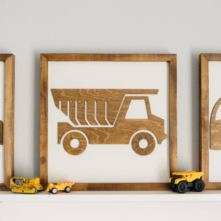 Nail and Hook Laser Cut Home Decor - Wholesale Sign - Construction Truck | 14x14 inch Wood Sign | Construction Room Decor | Construction Truck Bedroom3
