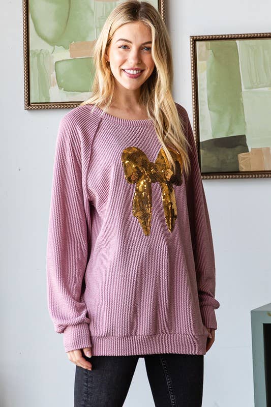 HEIMISH - Wholesale Blouse - Women's - ET7734-12 SOLID SEQUINS RIBBON TOP CHRISTMAS6