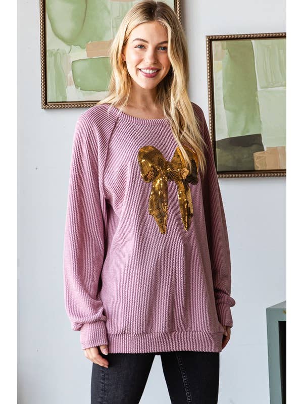 HEIMISH - Wholesale Blouse - Women's - ET7734-12 SOLID SEQUINS RIBBON TOP CHRISTMAS6