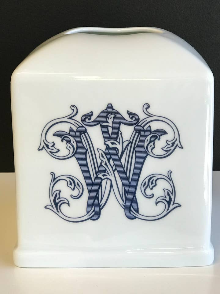 Vierkante porseleinen tissuedoos van 6" voor wholesale door The French Bee & Co