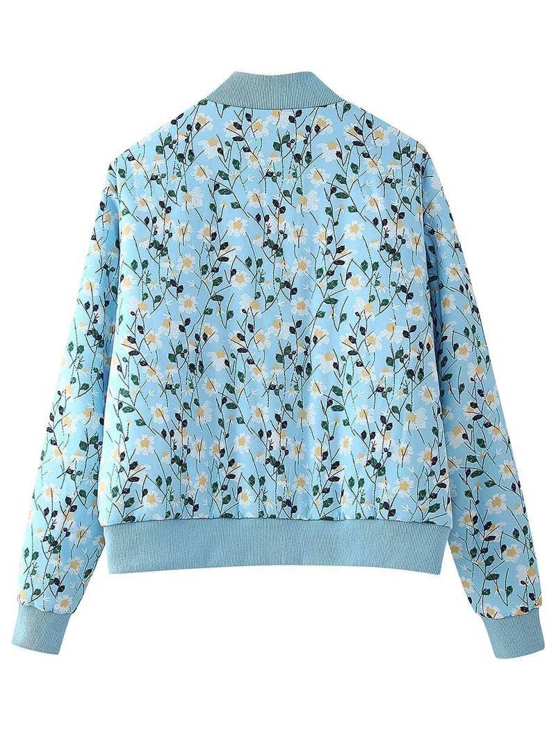 safistyle – wholesale Bomber jacket – Women’s – Floral Print Zipper Bomber Quilted Jacket1
