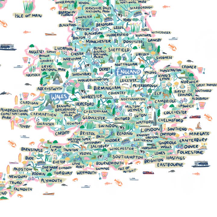 Inky Acorn Designs - Wholesale Art Print - UK & Ireland Illustrated Map Signed Art Print1