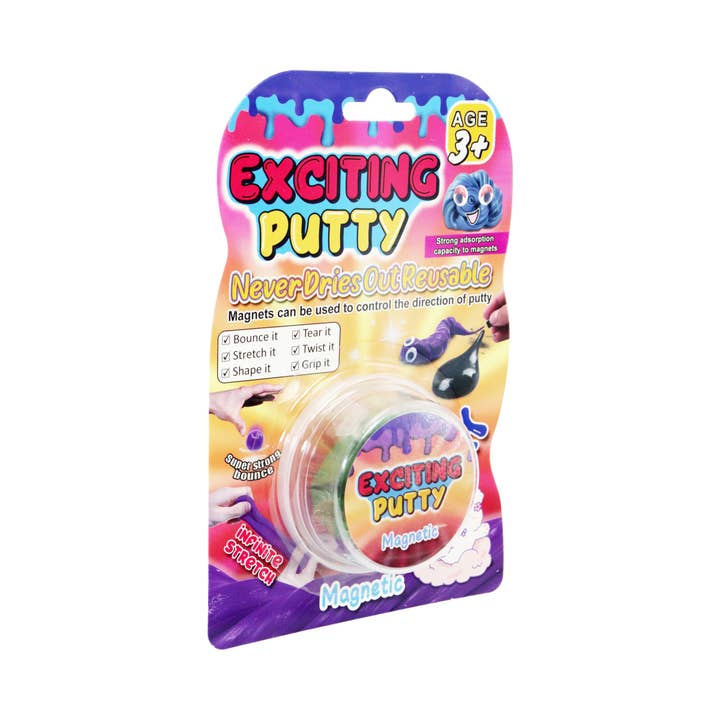 Cap Zone - Wholesale Putty/Slime - Kids - Magnetic Exciting Silly Putty Jar - 12 pcs