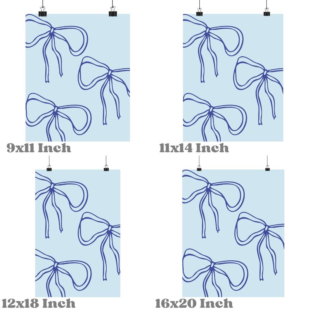 CLM Creative Studio - Wholesale Art Print - Navy Hand Drawn Bows Wall Art Prints 2