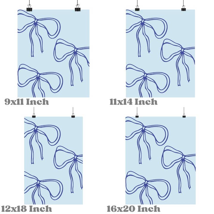 CLM Creative Studio - Wholesale Art Print - Navy Hand Drawn Bows Wall Art Prints 2