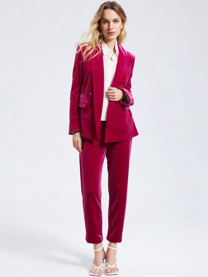 VERY J - Wholesale Pants - Women's - NP70304-High Waist Velvet Holiday Party Straight Pants