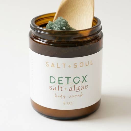 Detoxifying sea salt body scrub exfoliator for wholesale by Salt + Soul Skincare