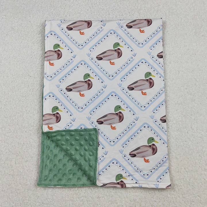Baby Kids Green Ducks Plaid Southern Blankets for wholesale by Aier Wholesale