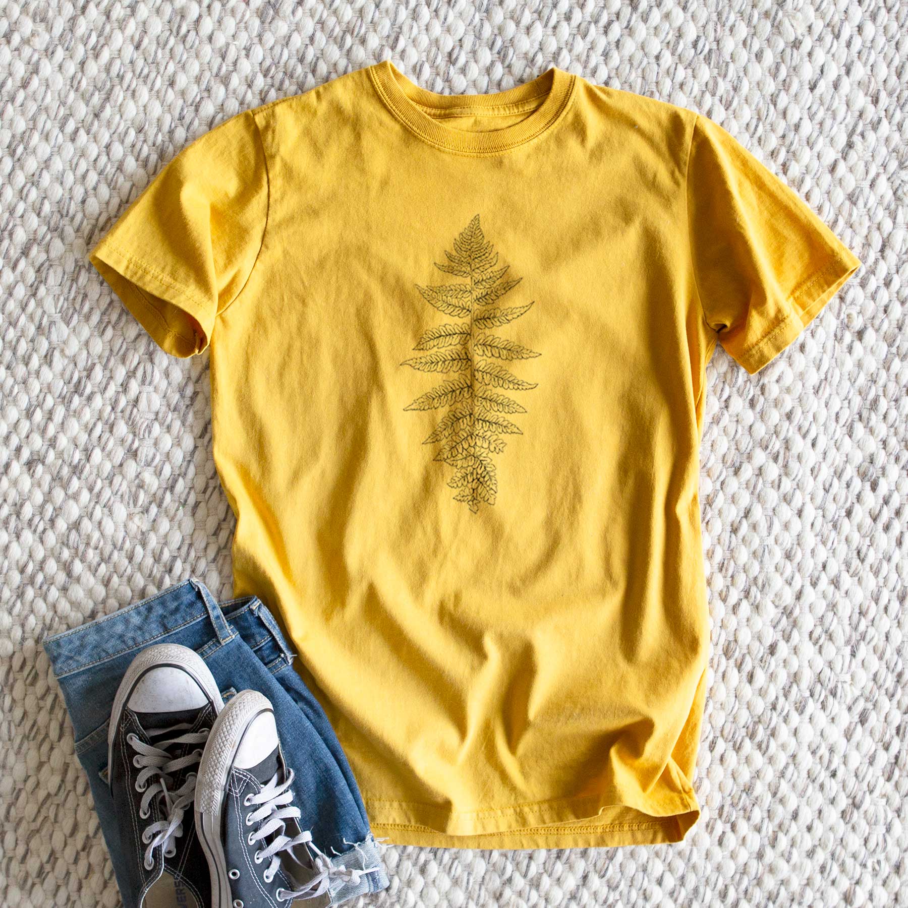 Because Tees - Wholesale Screen Printed T-Shirt - Unisex - Athyrium filix femina - Lady Fern - Heavyweight Men's 100% Organic Cotton Tee2