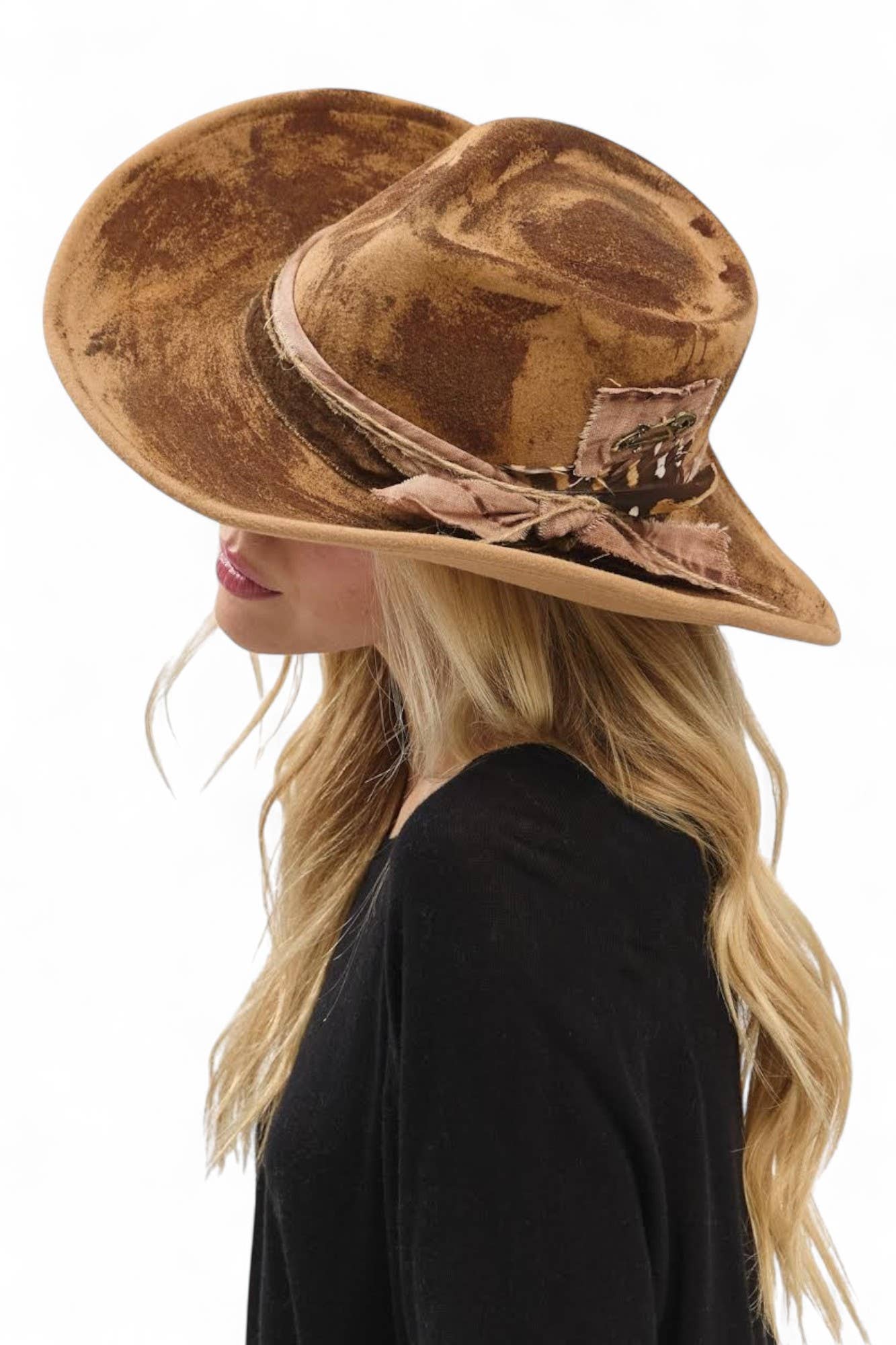 Rope & Spurs - Wholesale Cowboy Hat - Women's - Distress Vintage Shapable Fedora Cowboy Hat2