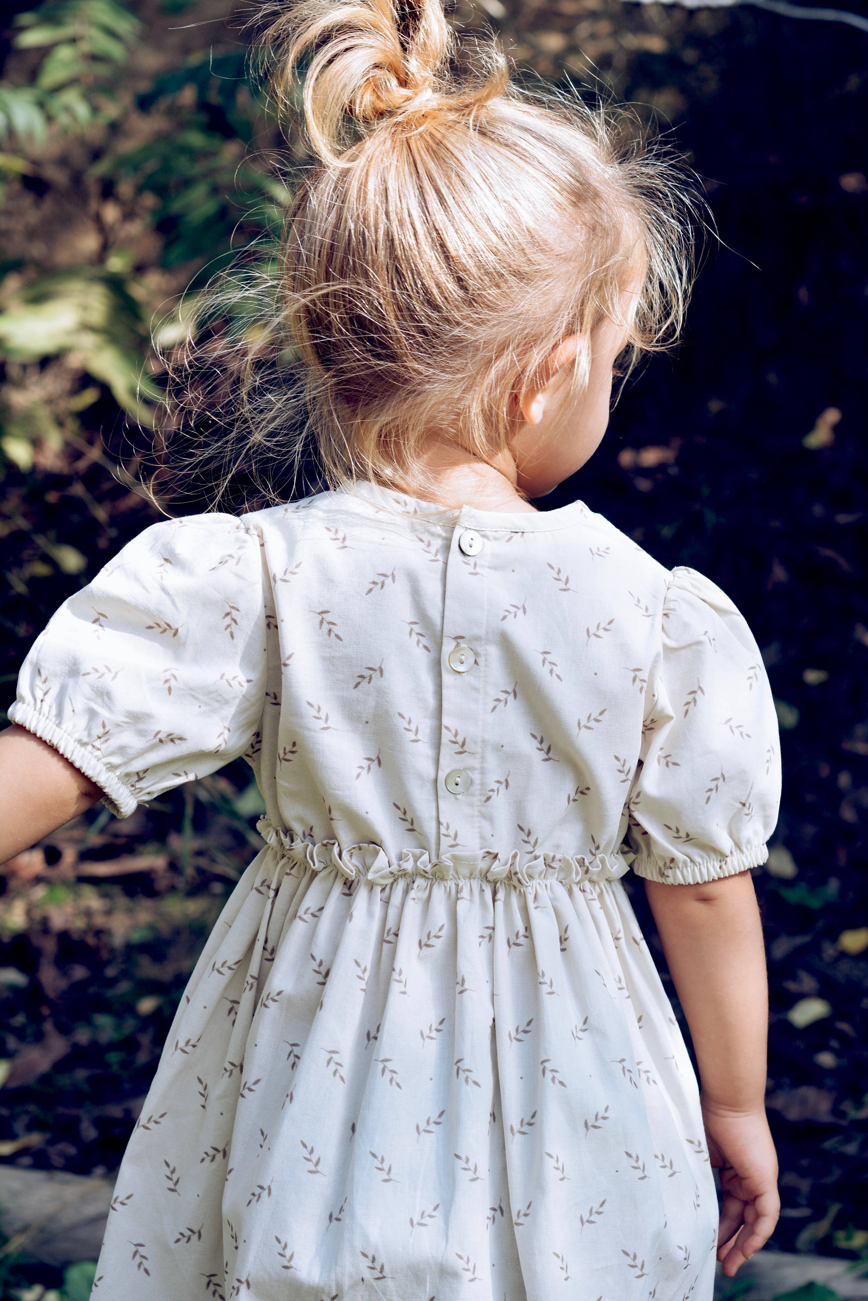 Eli & Nev (we cover U.S. import duties) - Vente Robe – bébé - Robe d'été fleurie pour petite fille beige 100% coton OEKO-TEX9