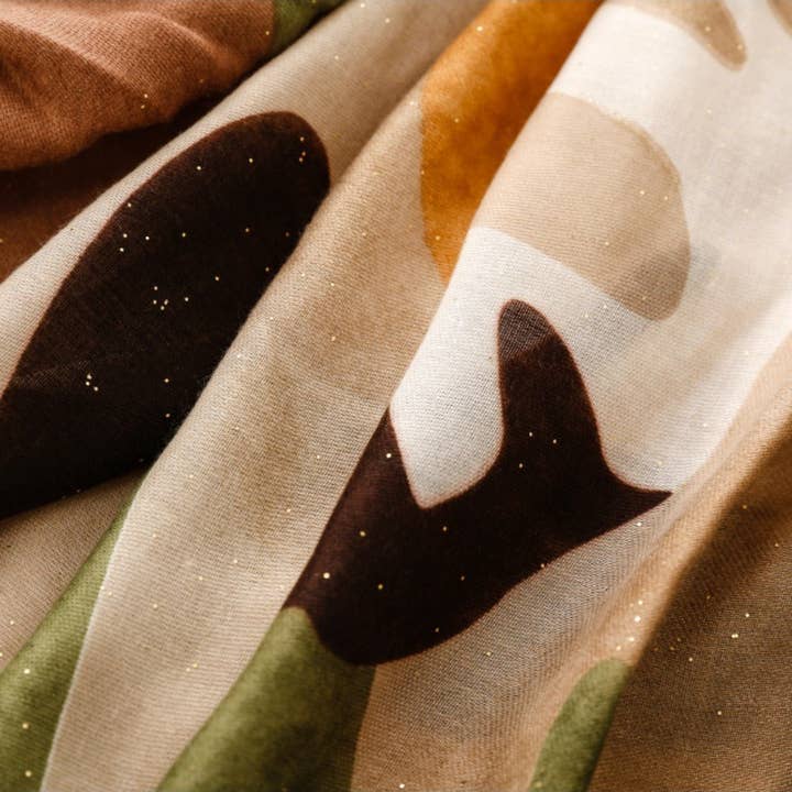 Funkyrel® Atzbranding Limited - Wholesale Scarf - Women's - Scarvii - Abstract Art Scarf with Gold Foil & Glitter13