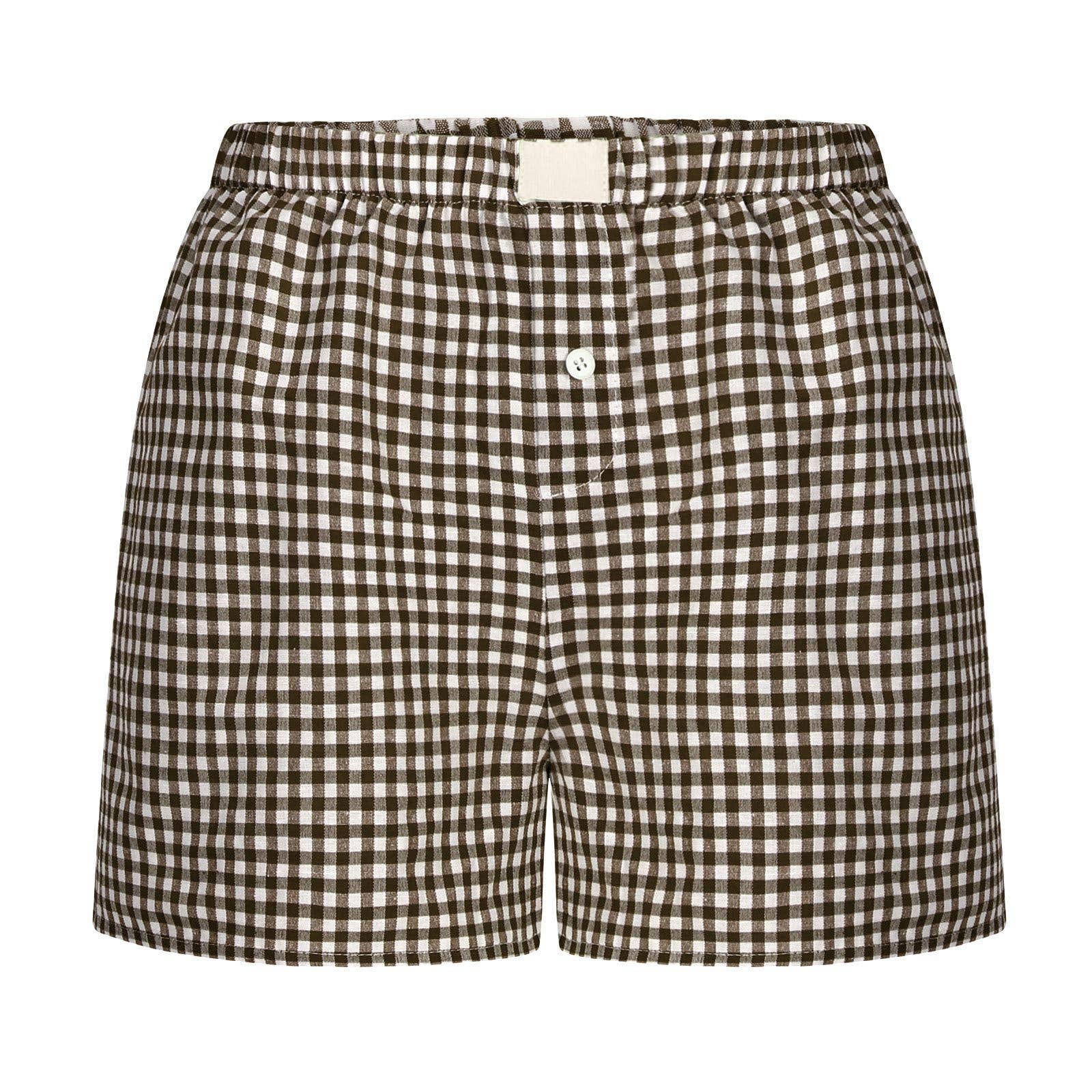 Rosa Clothing - Wholesale Lounge Shorts - Women's - Lysandra Gingham Pull-On Boxer Shorts4