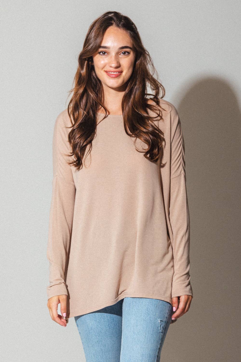 VERY J - Wholesale Tunic - Women's - LT24297-Long sleeve tunic knit top5