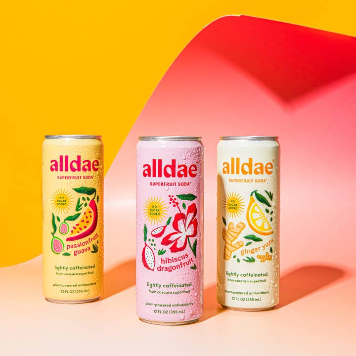 alldae superfruit soda - Wholesale Soda/Carbonated Drink - Variety 12 Pack | Healthy Soda | Lightly Caffeinated Soda