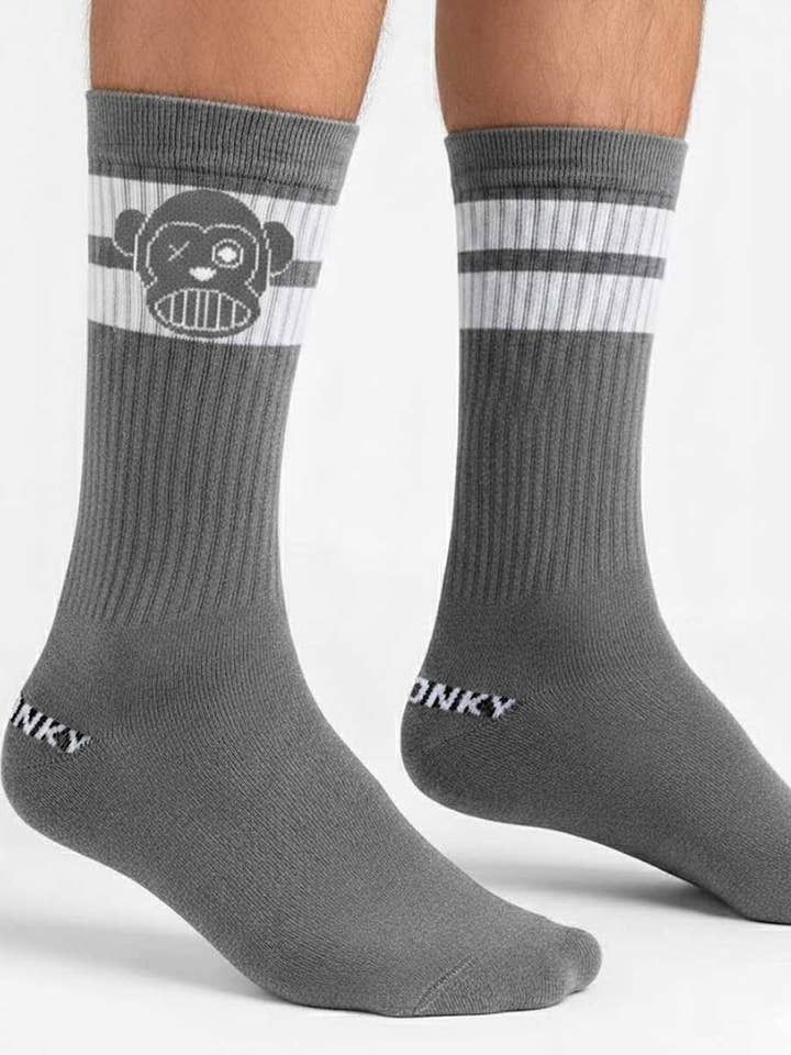 Meias Loco Logo de Loco Monky Cinza por atacado de LOCO MONKY