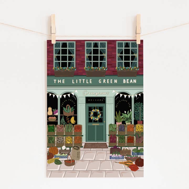 Bea Baranowska Illustration – wholesale Art print – Greengrocers Shop Front Print1