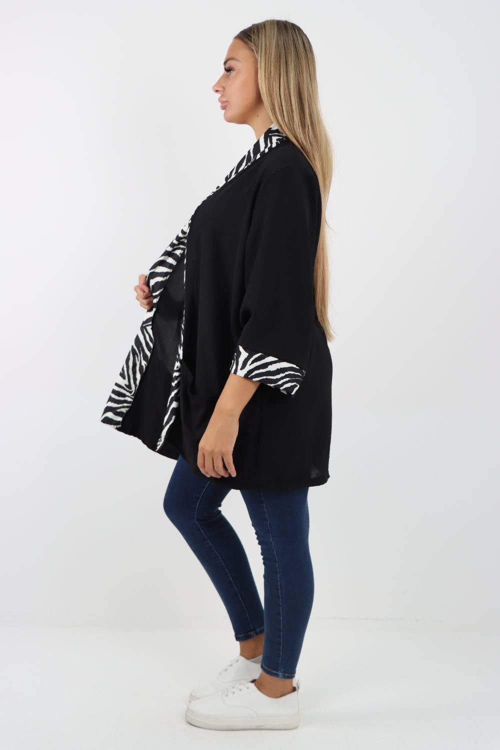 Miss Bold – Engroshandel Jakke - Dame – Italiensk 3/4 ærmet trykt panel åben frontjakke6