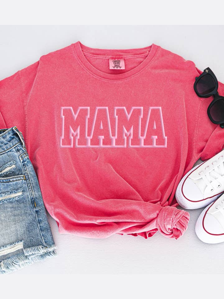 MAMA Outline Puff Watermelon Tee for wholesale by Southern Bliss Co.