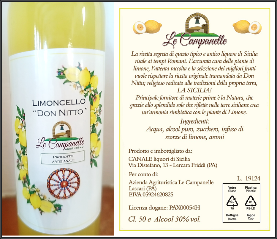 le Campanelle - Wholesale Liqueur - Limoncello Sicilian Don Nitto 50 cl liquor with fresh lemons1
