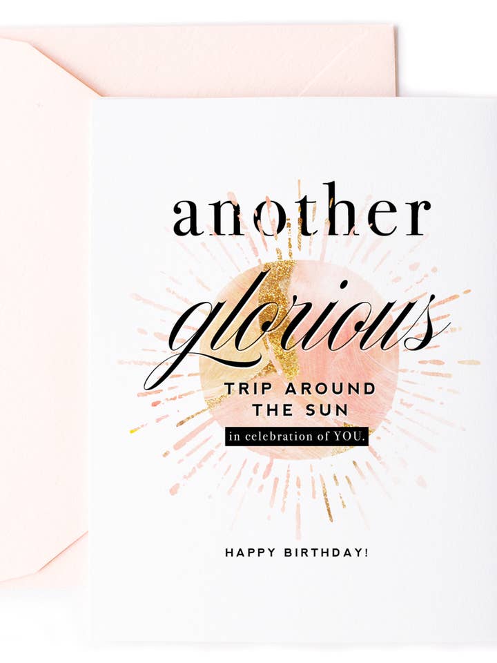 Trip Around the Sun - Inspirational Birthday Greeting Card for wholesale by Kitty Meow Boutique