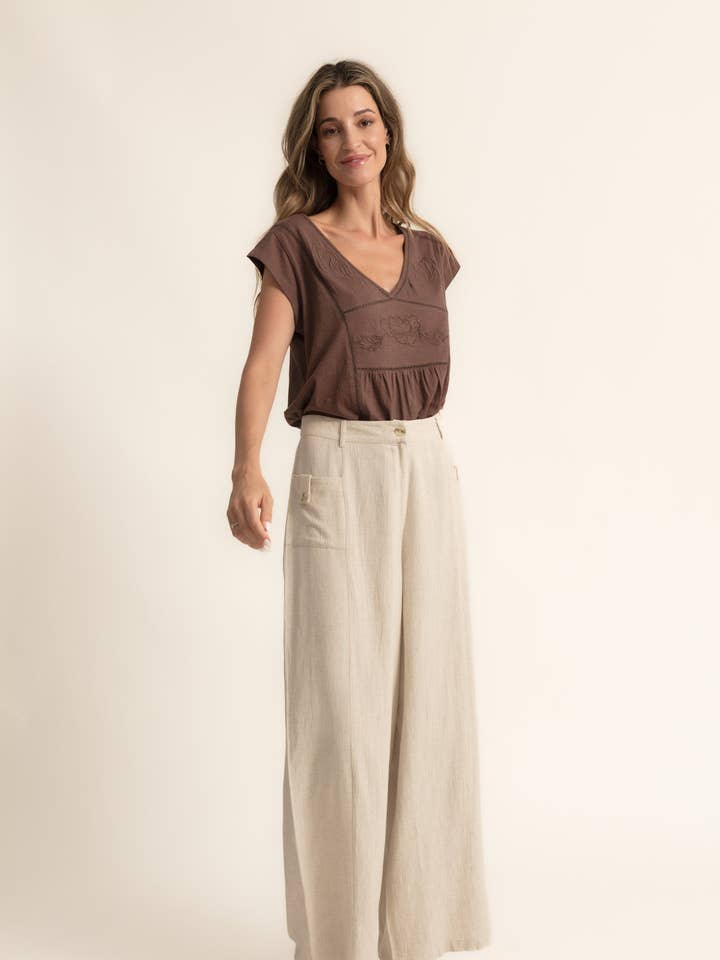 SAFARI STRAIGHT-LEG LINEN-BLEND PANTS B2B for wholesale by CMS Love