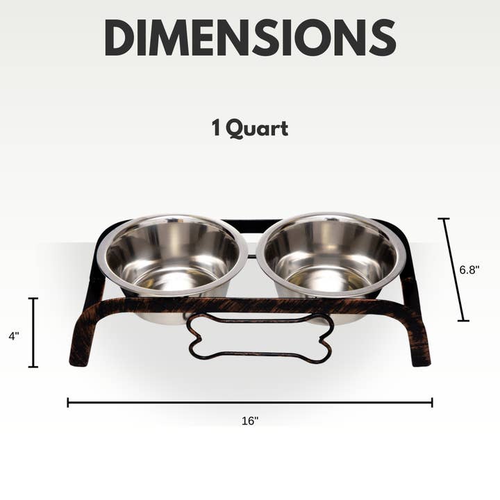 Jojo Modern Pets - Wholesale Drinkbak - Kat/Hond - Rustieke verhoogde hondenvoerbak met 2 roestvrijstalen kommen2