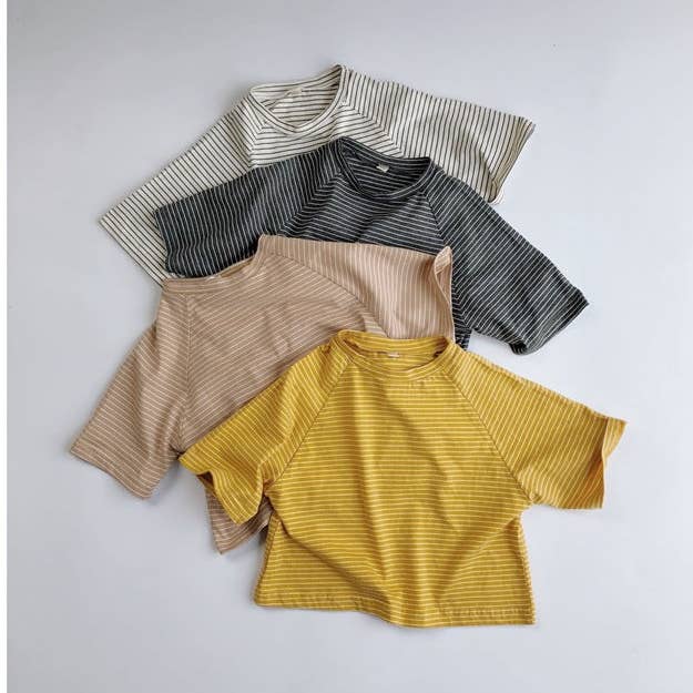 Striped Cotton T-Shirt for Kids Short Sleeve Unisex for wholesale by shoplittleswan