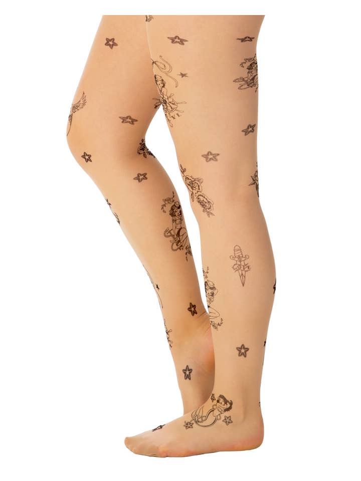 Desnudo Medias Tattoo Sailor Girl con diseño vintage de Pamela Mann de venta al por mayor en Faire2