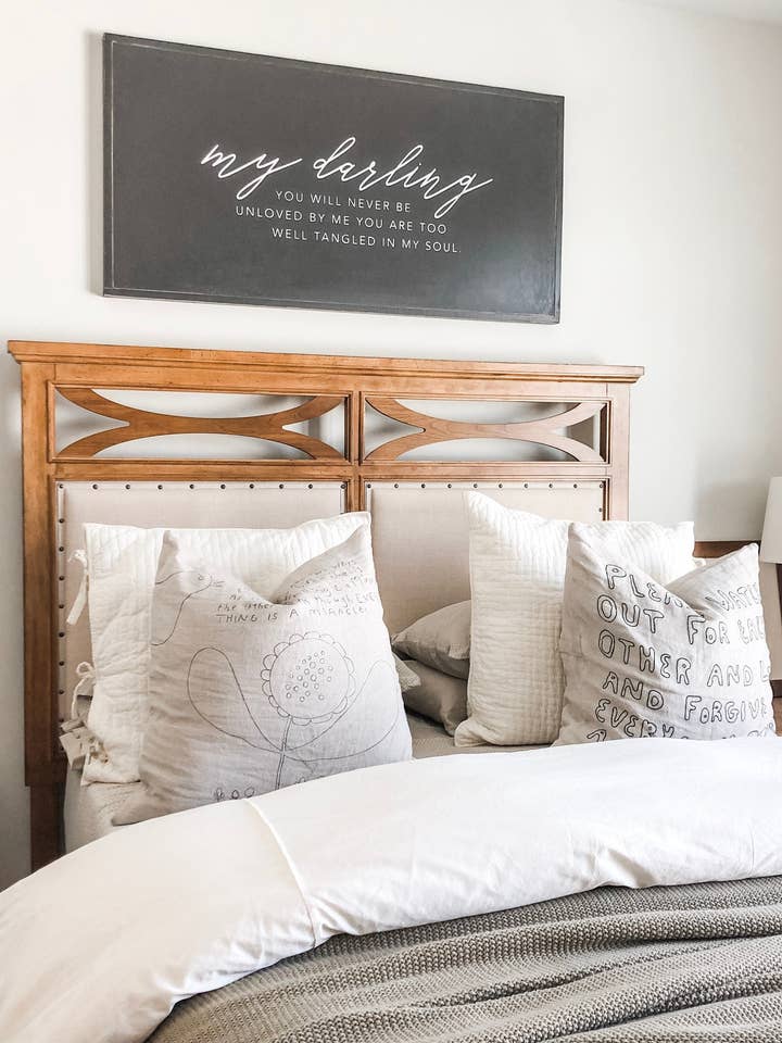 My Darling You Will Never Be Unloved By Me Wood Sign for wholesale by The Shed Interiors