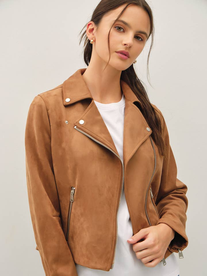 VESTE MOTO UTILITAIRE EN DAIM DOUX COMME DU BEURRE pour la vente par Be Cool