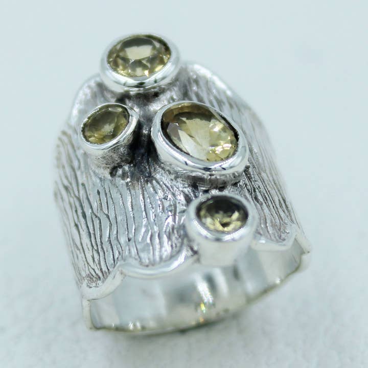 Beautiful Citrine Sterling Silver Textured Ring for wholesale by Silvex Jewelry