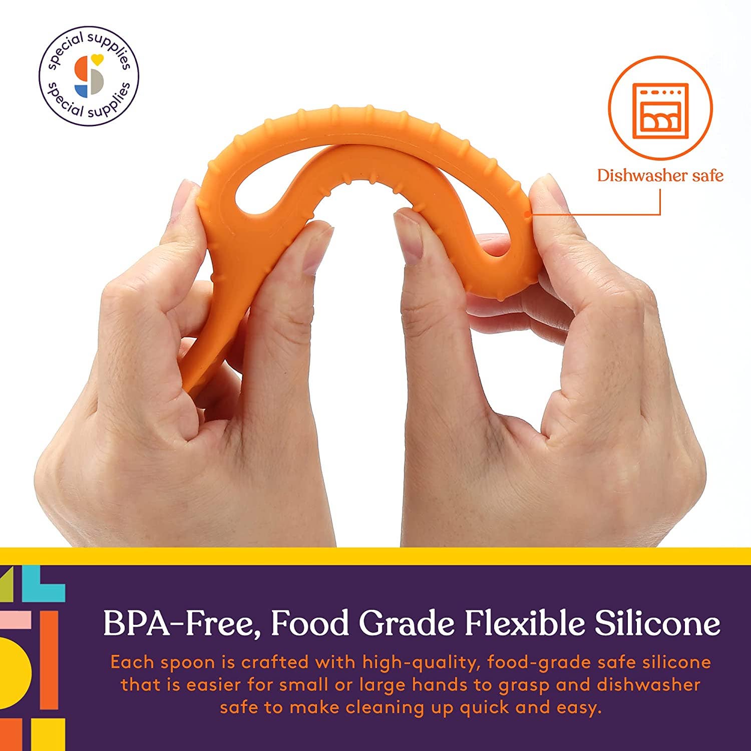 Special Supplies - Wholesale Feeding Set - Baby - Special Supplies Duo Spoon Loops Oral Motor Therapy Tools, 2 Pack, Textured Stimulation and Sensory Input Treatment for Babies, Toddlers or Kids, BPA Free Silicone with Flexible, Easy Handle-Blue & Orange7
