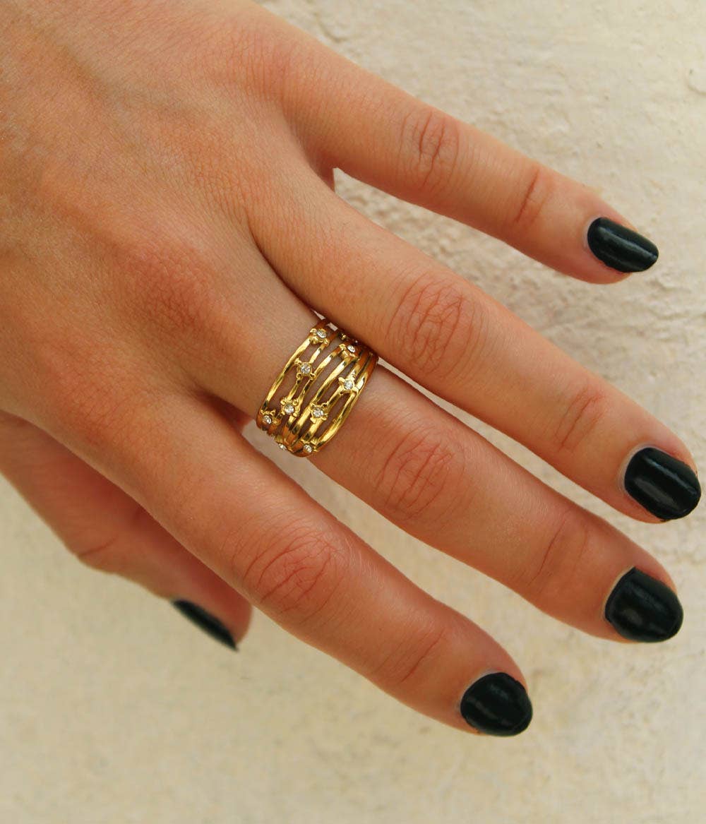 Caprice Paris - Wholesale Multi-Stone Ring - Gigi rhinestone mulitrang ring | Handmade jewelry in France4