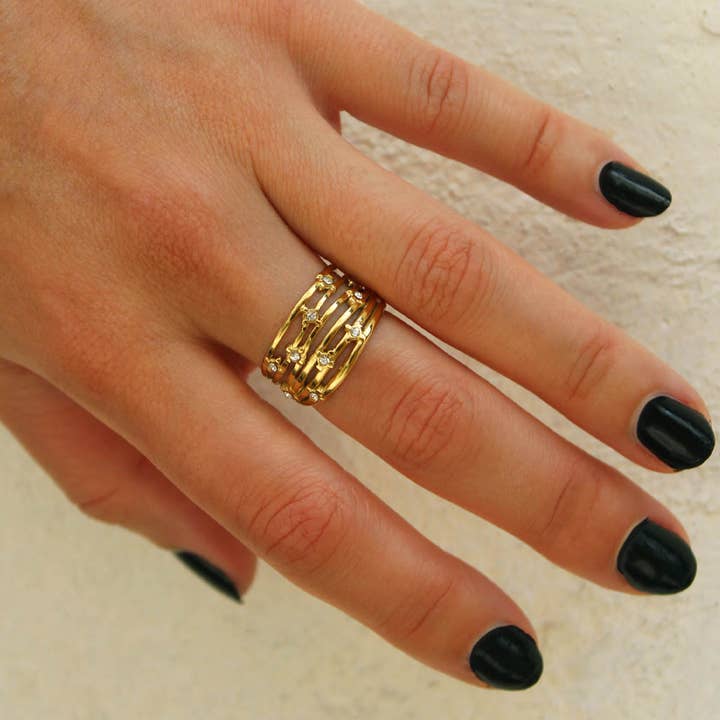 Caprice Paris - Wholesale Multi-Stone Ring - Gigi rhinestone mulitrang ring | Handmade jewelry in France4