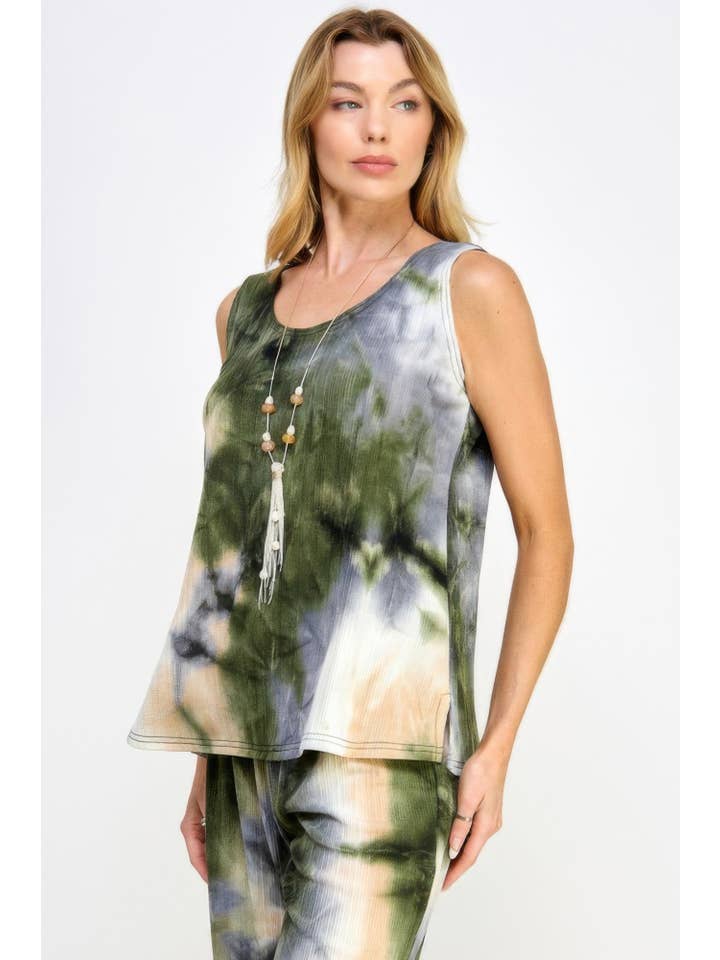 CC Wholesale Clothing - Wholesale Tank top – Women′s - Andante Tie Dye Print Sleeveless Tank Top1