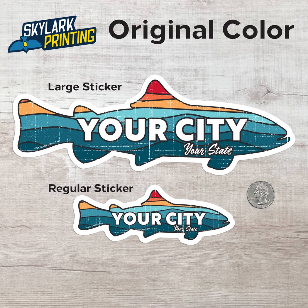 Skylark Printing - Wholesale Sticker - Custom Trout Souvenir Fish Sticker with Your Text0
