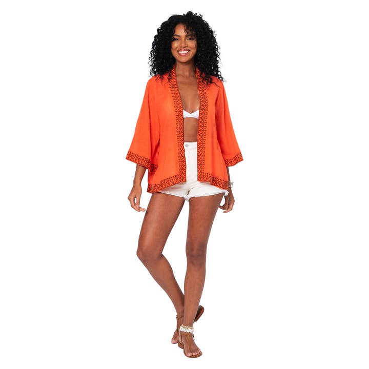 La Mano Boho – Kimono - Mulher por atacado – Kimono curto de verão com mangas 3/4 La Mano Boho
